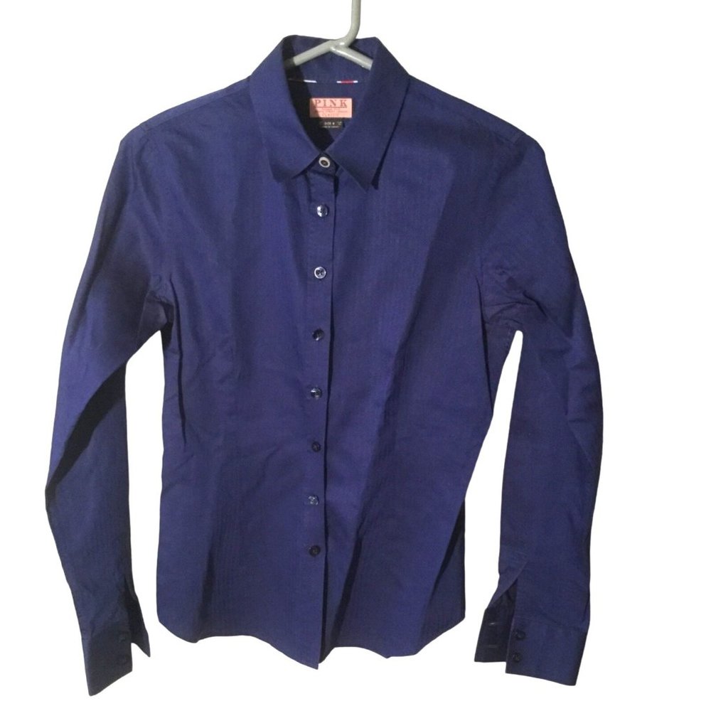 THOMAS PINK Women's size 8 Classic Blue long sleeve Button Down Shirt